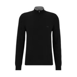 Pull en laine vierge à col zippé et logo brodé HUGO BOSS