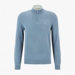 Pull en laine vierge à col zippé et logo brodé HUGO BOSS