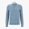 Pull en laine vierge à col zippé et logo brodé HUGO BOSS