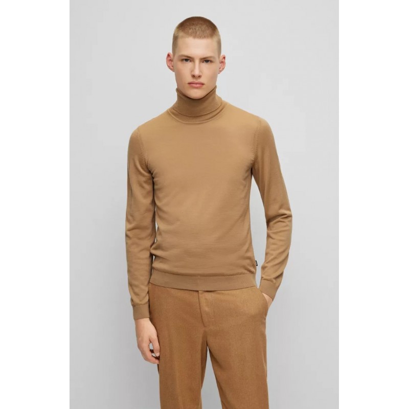Pull à col roulé slim fit en laine vierge HUGO BOSS