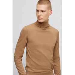 Pull à col roulé slim fit en laine vierge HUGO BOSS