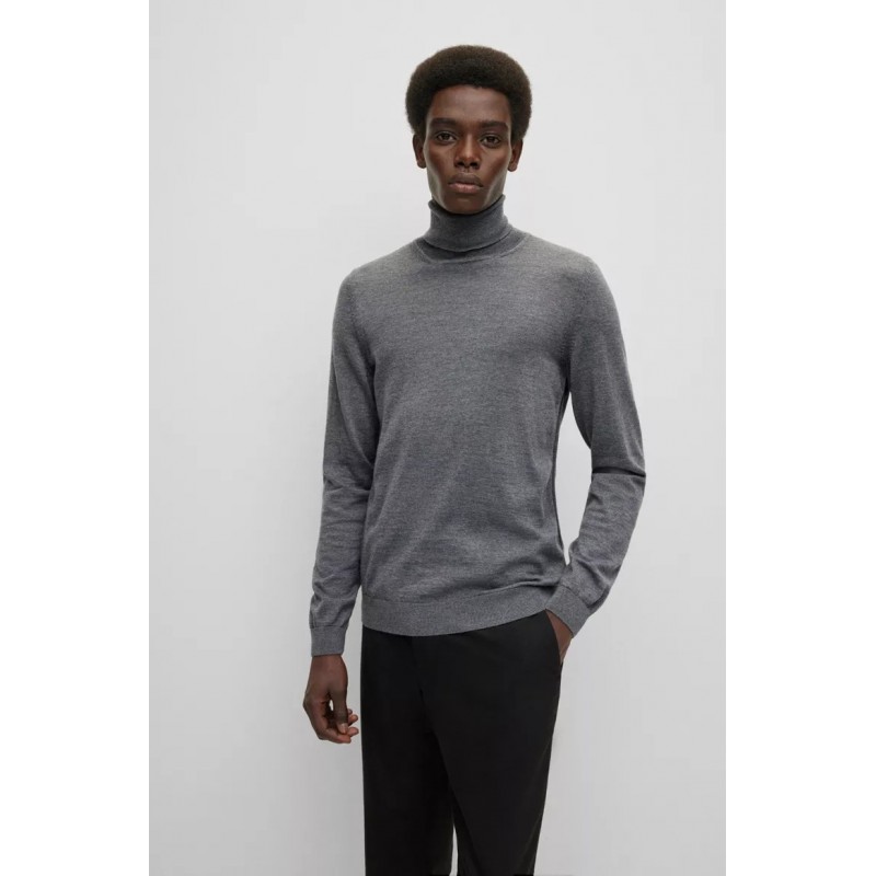Pull à col roulé slim fit en laine vierge HUGO BOSS