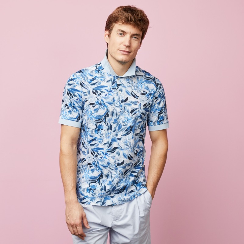 Polo en coton piqué imprimé fleurs EDEN PARK