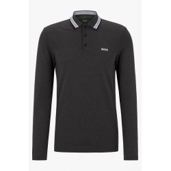 Polo en piqué de coton avec détails sur le col HUGO BOSS