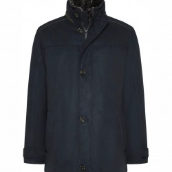 Veste chaude en daim microvelours bleu marine avec col en fourrure amovible bugatti