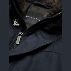 Veste chaude en daim microvelours bleu marine avec col en fourrure amovible bugatti