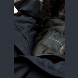 Veste chaude en daim microvelours bleu marine avec col en fourrure amovible bugatti
