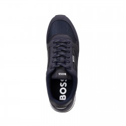Baskets de running en mesh et aspect cuir boss