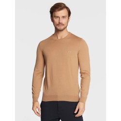 Pull à col rond en laine vierge avec logo brodé BOSS