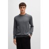 Pull à col rond en laine vierge avec logo brodé BOSS