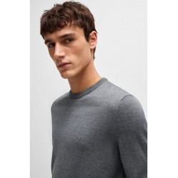 Pull à col rond en laine vierge avec logo brodé BOSS