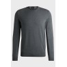Pull à col rond en laine vierge avec logo brodé BOSS