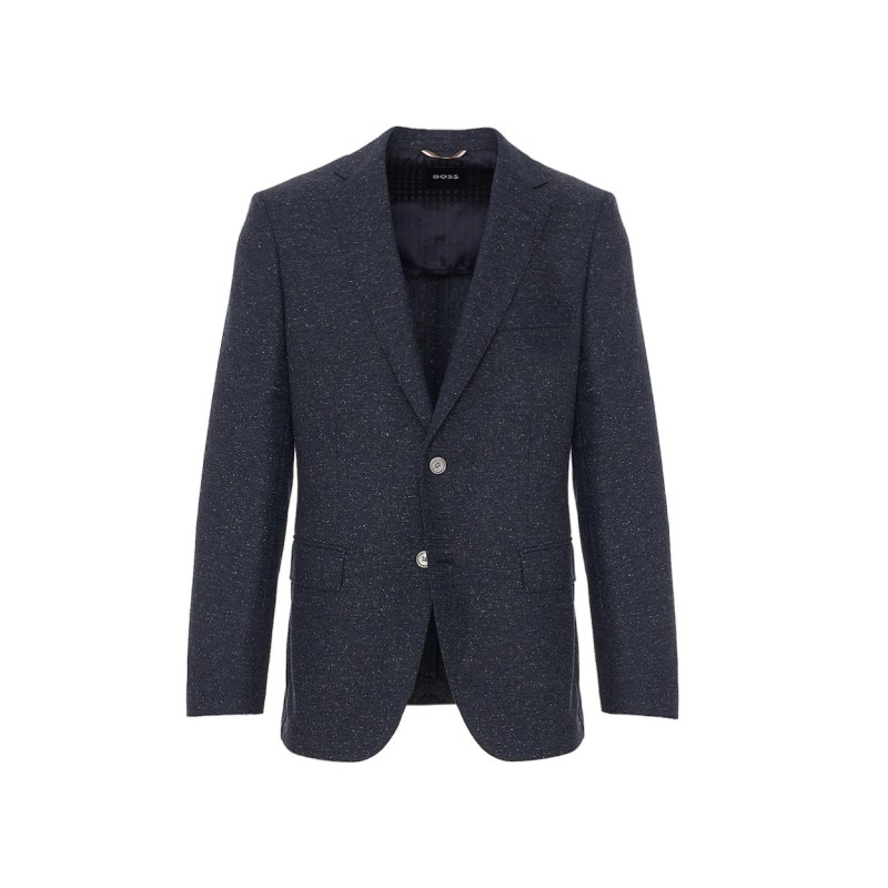Veste Slim Fit en laine mélangée à micro motif BOSS