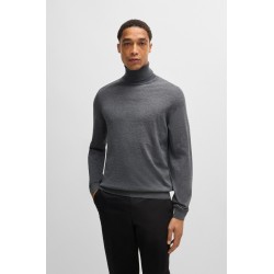Pull Slim à col roulé en laine mérinos BOSS