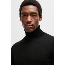 Pull Slim à col roulé en laine mérinos BOSS