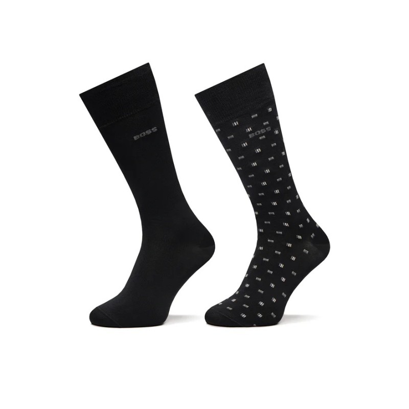 Lot de deux paires de chaussettes mi-mollet en coton mélangé BOSS