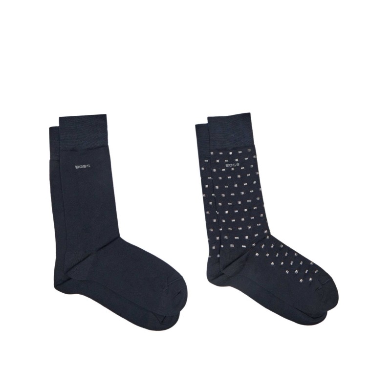 Lot de deux paires de chaussettes mi-mollet en coton mélangé BOSS