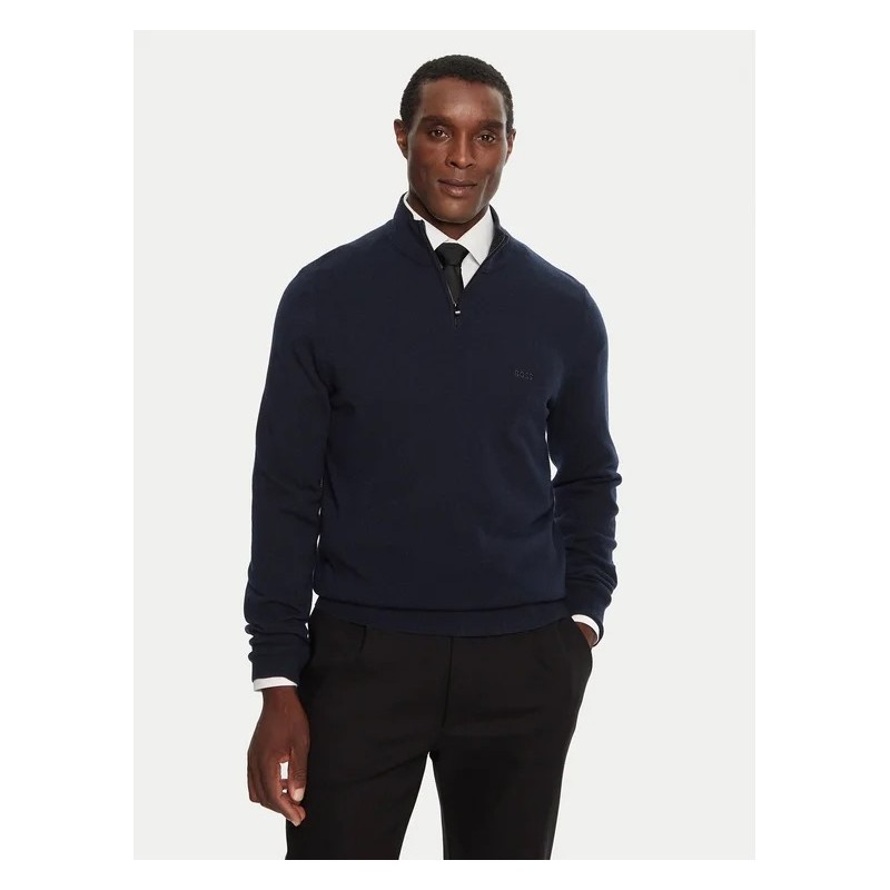 Pull demi zippé Regular en laine vierge BOSS