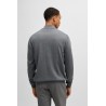 Cardigan Regular en laine vierge avec logo brodé BOSS